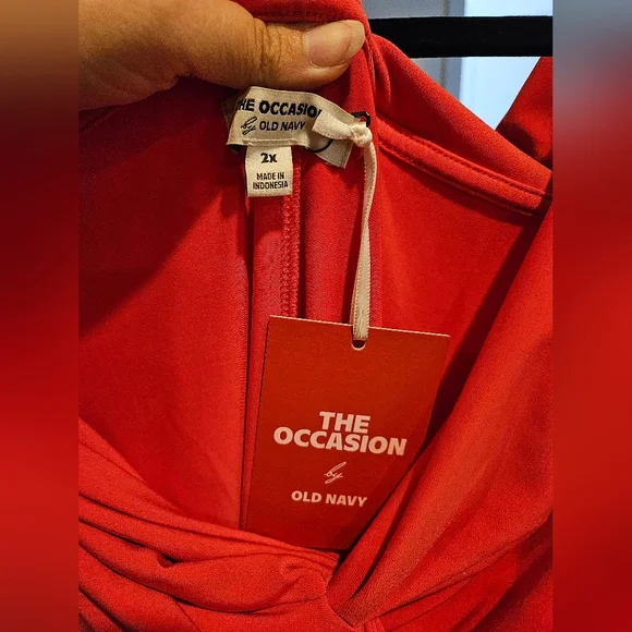 NWT Old Navy Vibrant Coral Off-Shoulder Maxi Dress - Picture 6 of 6